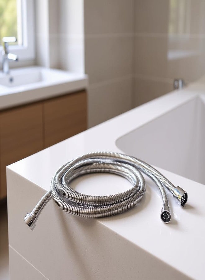 خرطوم دش بطول 1.5 متر من الفولاذ المقاوم للصدأ مع طلاء مزدوج للمشبك وأنبوب مشفر | قلب بلاستيكي متين وتصنيف ضغط 3 ميجا باسكال للاستخدام في الحمام | جودة تجارية، تدفق عالٍ، سهل التركيب - Image 3